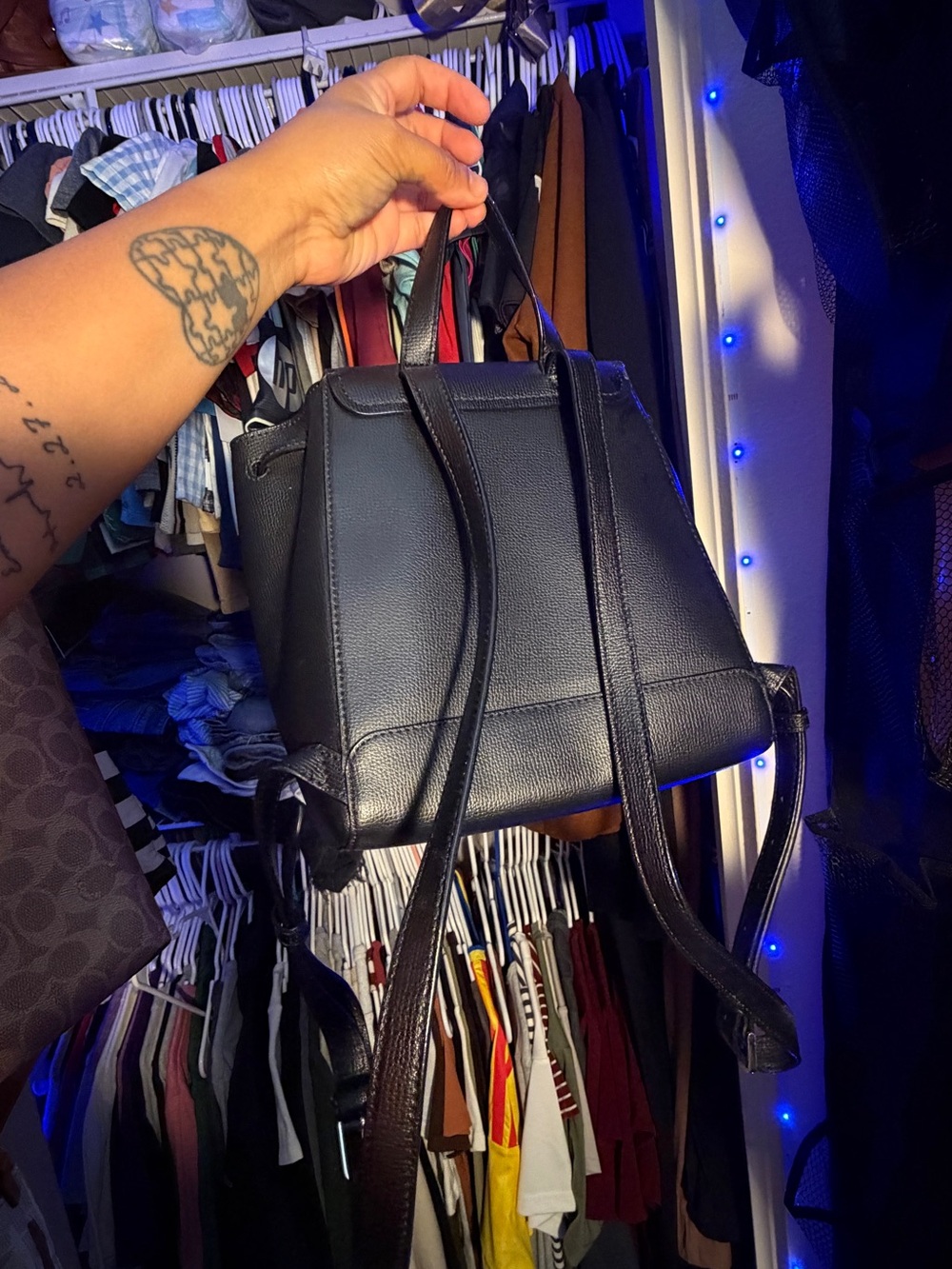 kate spade Black Pebbled Leather Drawstring Backpack - Picture 5 of 6